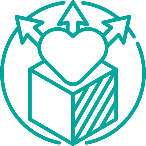 Non Profit Icon depicts a heart with three arrows shooting from it