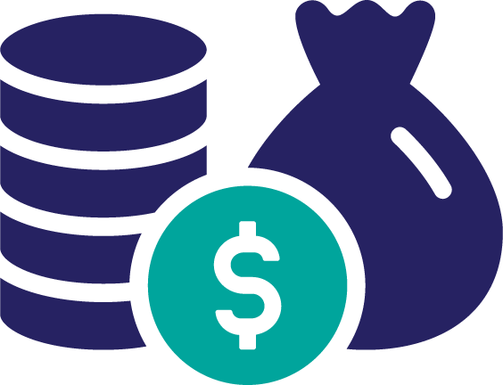 Tuition Symbol with a bag of money and coin